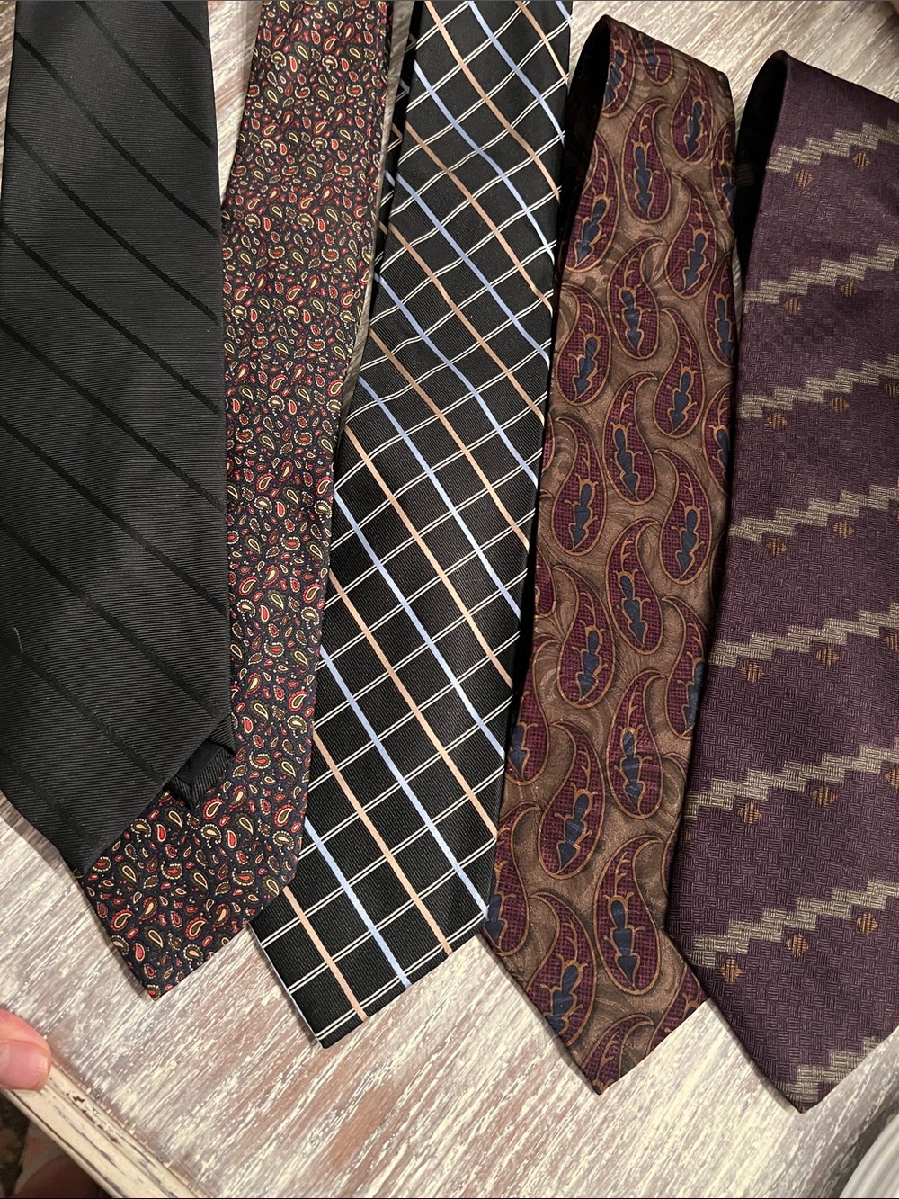 5 Men's Mixed Pattern Necktie Set - Black, Burgundy, Brown, Purple